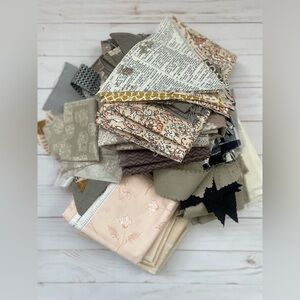 Fabric bundle destash lot 100% quilt cotton linen neutrals scraps FQ yardage